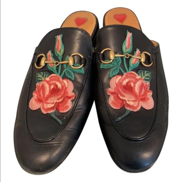 gucci embroidered mules